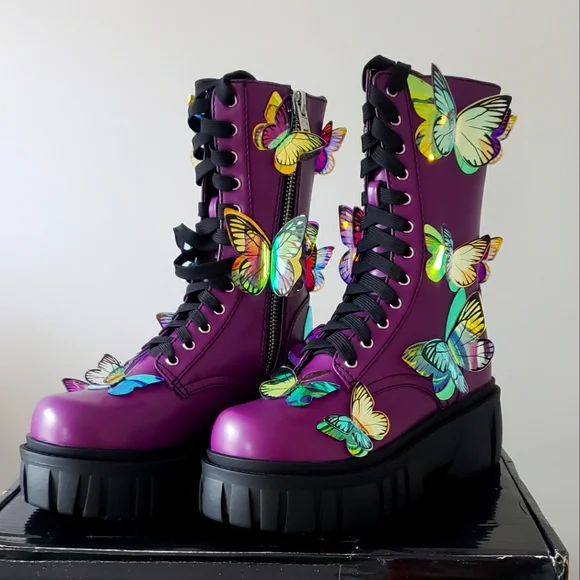 Womens Boots Butterfly Combat Boots Butterfly Boots Womens Mens